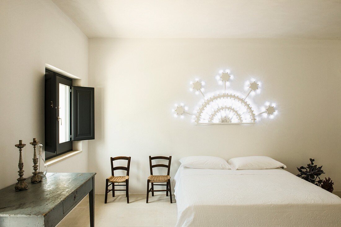 A bedroom at the Masseria Prosperi Hotel near Otranto, Italy