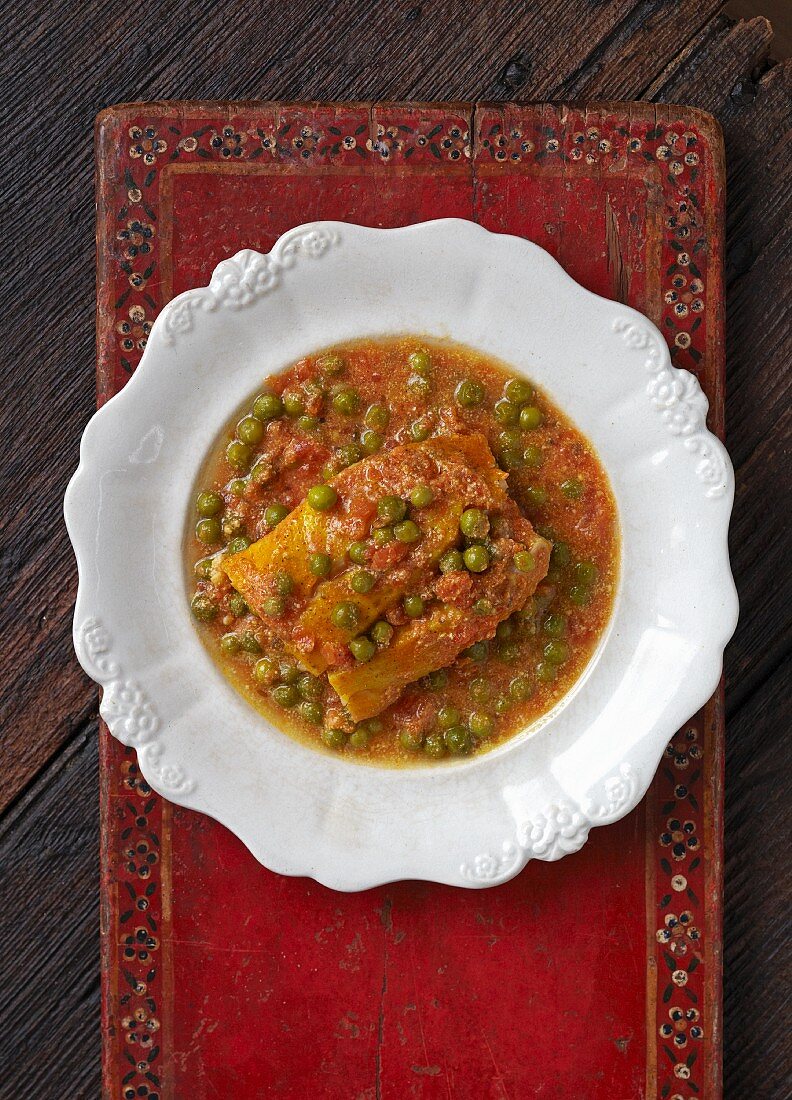 Fischcurry mit Erbsen und Fenchel (Indien)