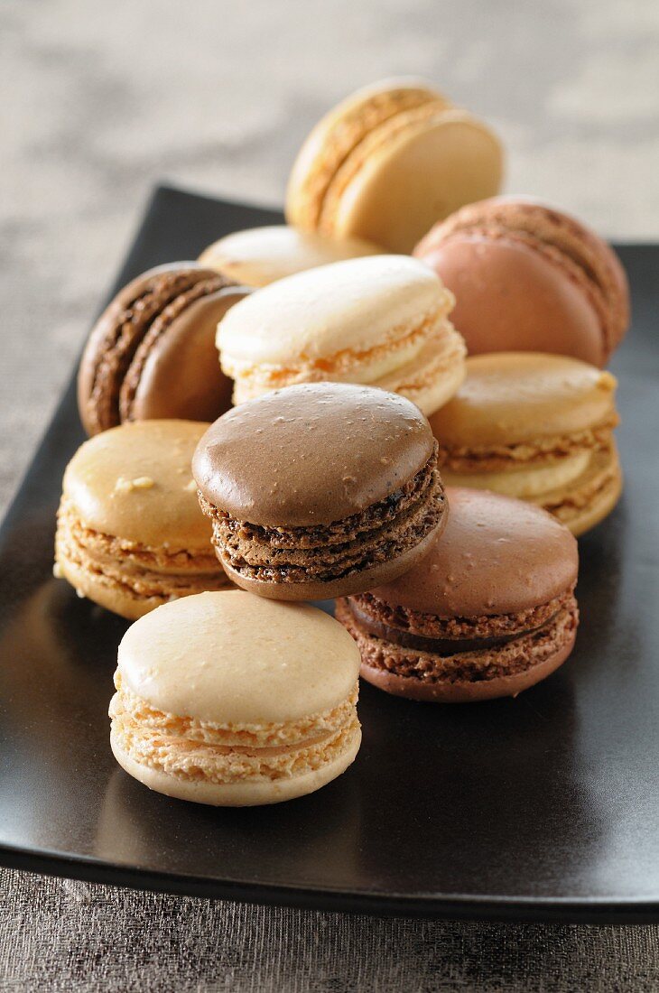 Various macaroons on a platter