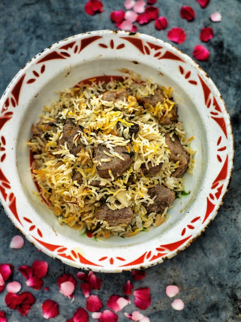 Beef Biryani (Rindfleisch mit Reis, Indien)