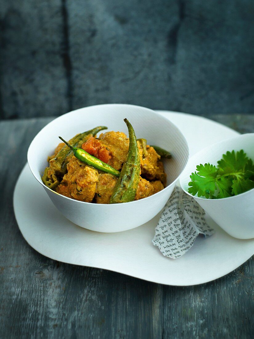 Lamb curry with okra