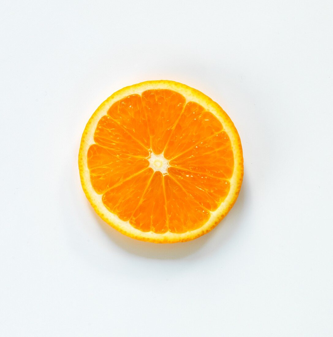 An orange slice seen from above