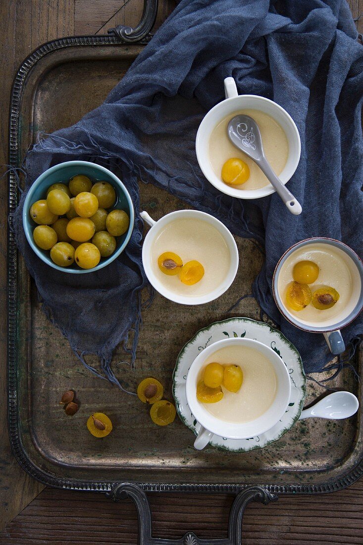 Panna cotta with yellow plums