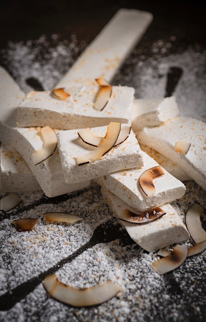 Nougat with roasted coconut