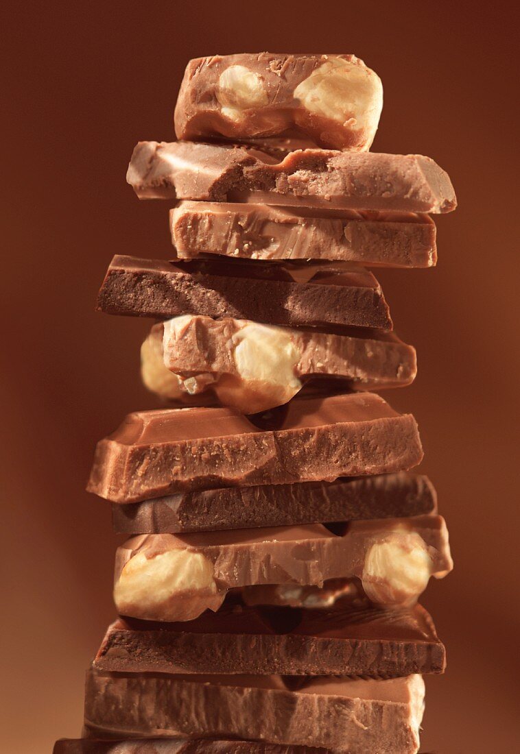 Stacked squares of chocolate
