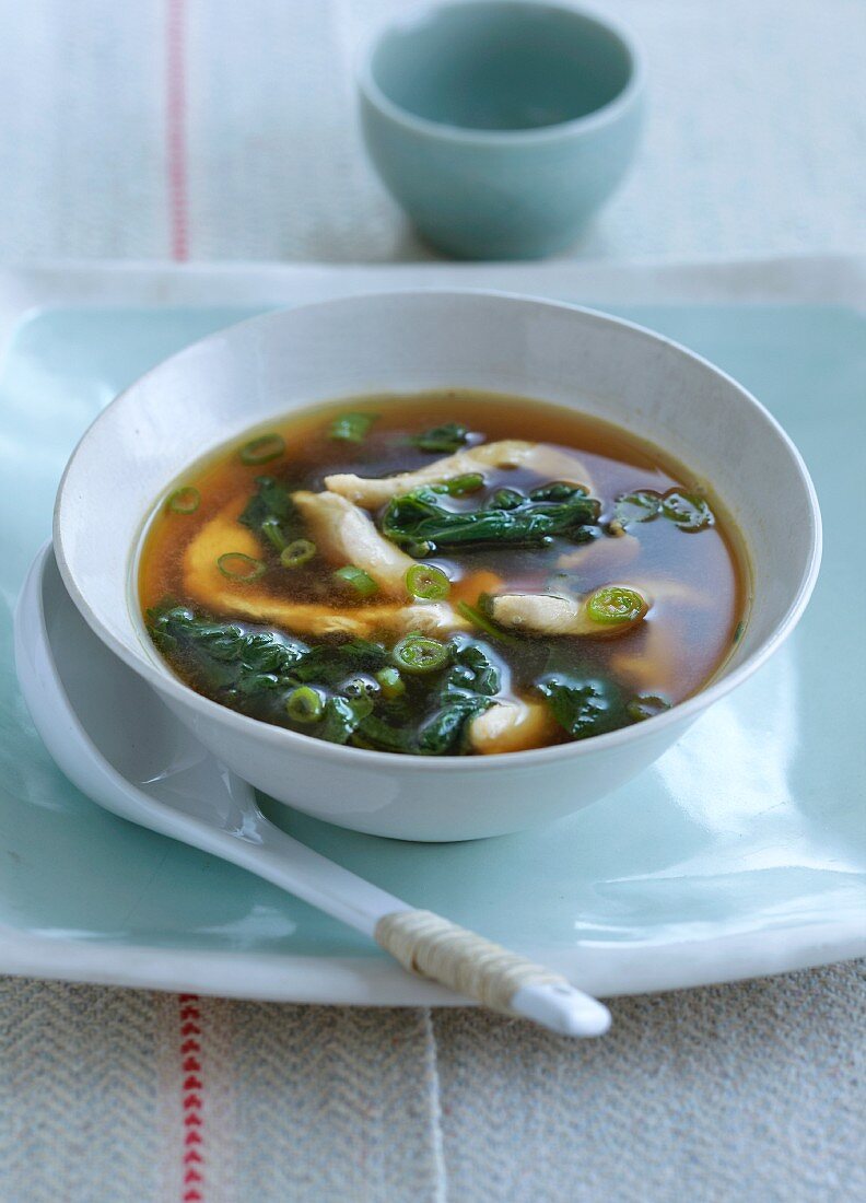 Spinach soup with chicken (China)