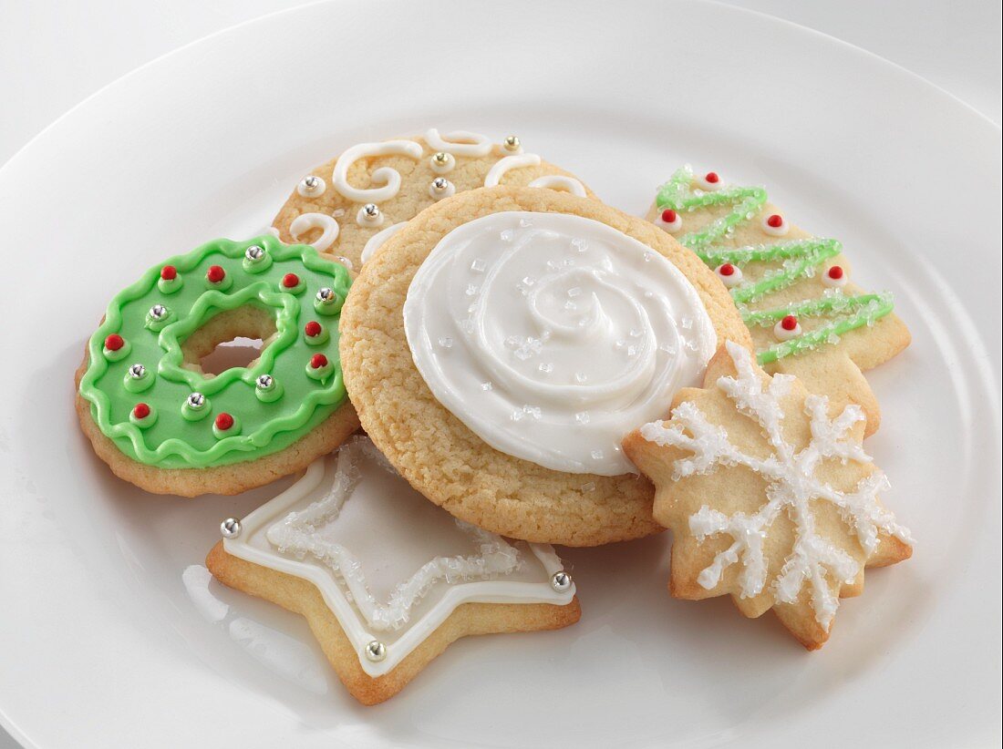 Assorted iced Christmas biscuits