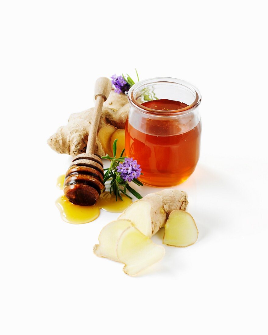 A jar of ginger and lavender honey