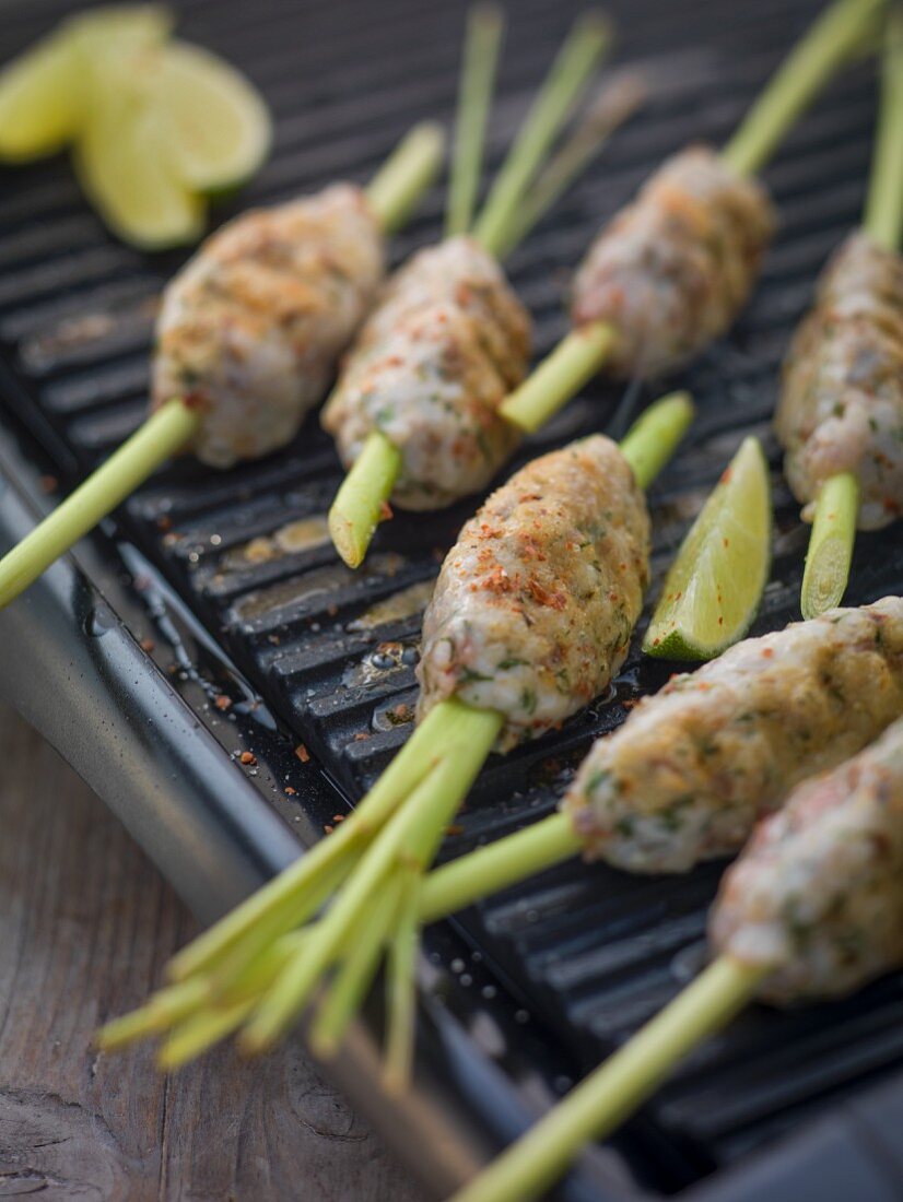 Lemongrass skewers with trout