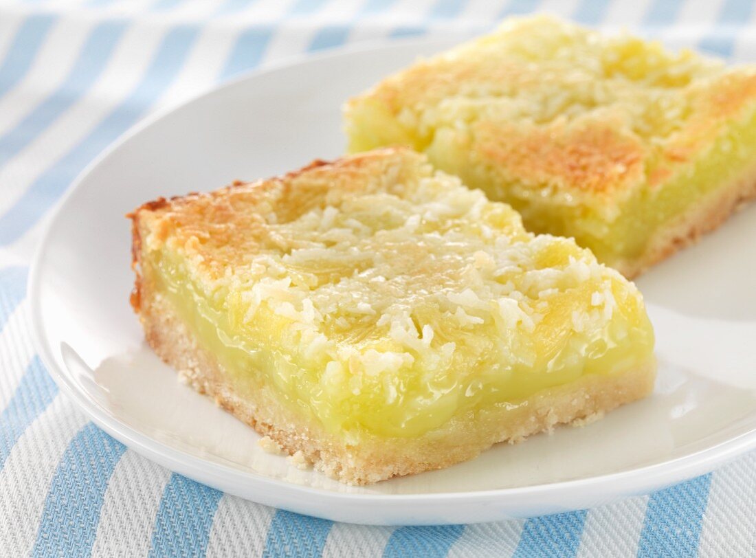 Key Lime bars with grated coconut