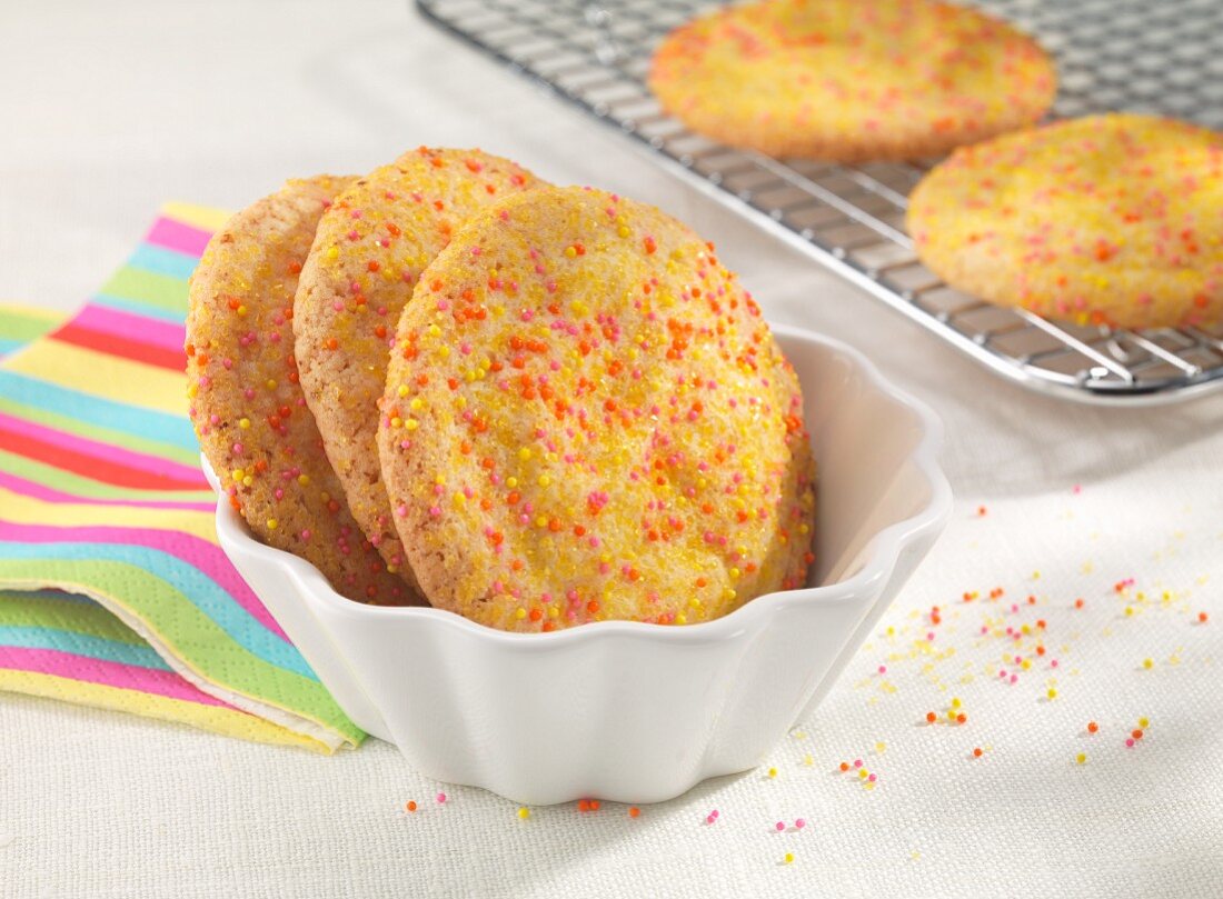 Lemon biscuits with sugar sprinkles