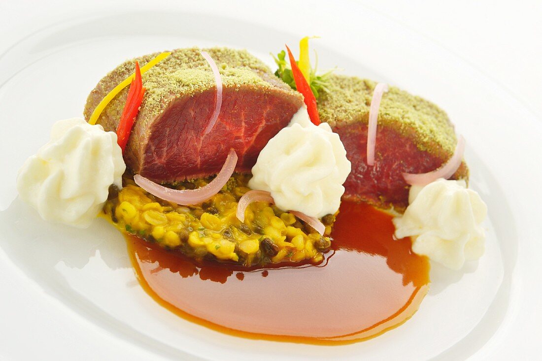 Lamb sirloin with a herb crust