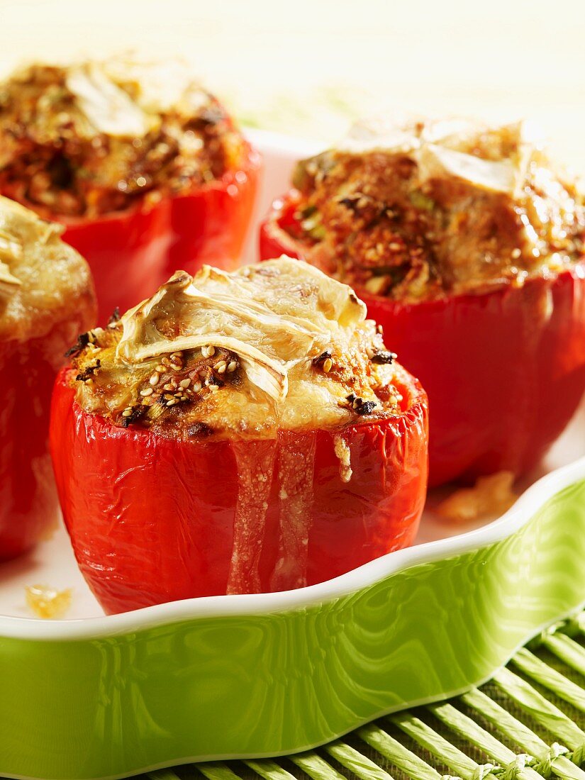 Oven-roasted peppers filled with tofu