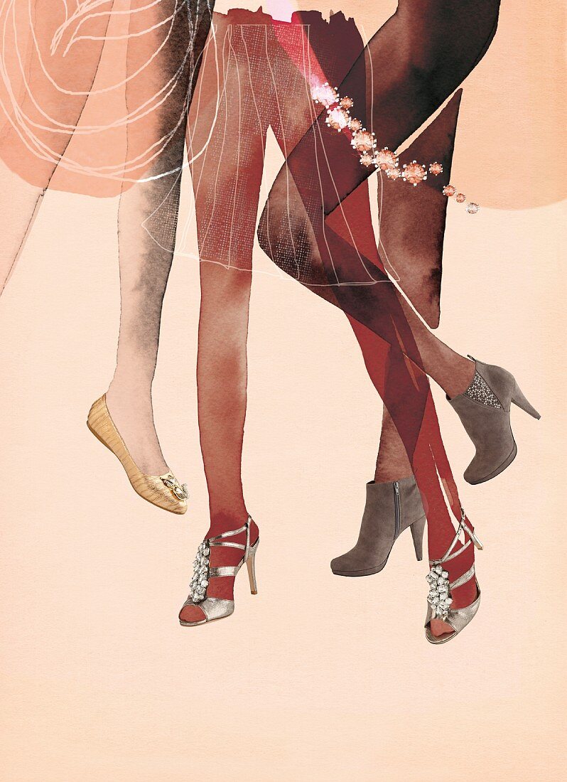 Legs with shoes (illustration and photo montage)