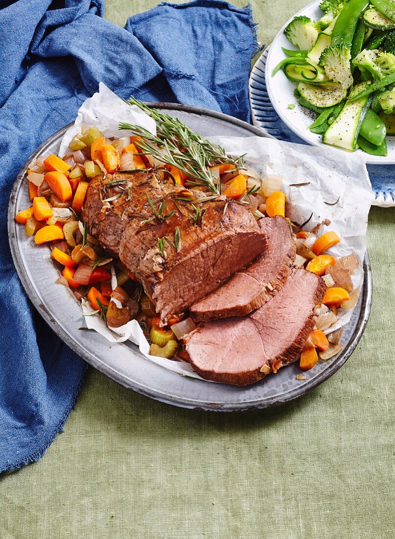 Roast beef with red wine