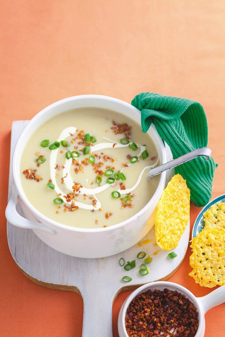 Cauliflower soup with parmesan crisps