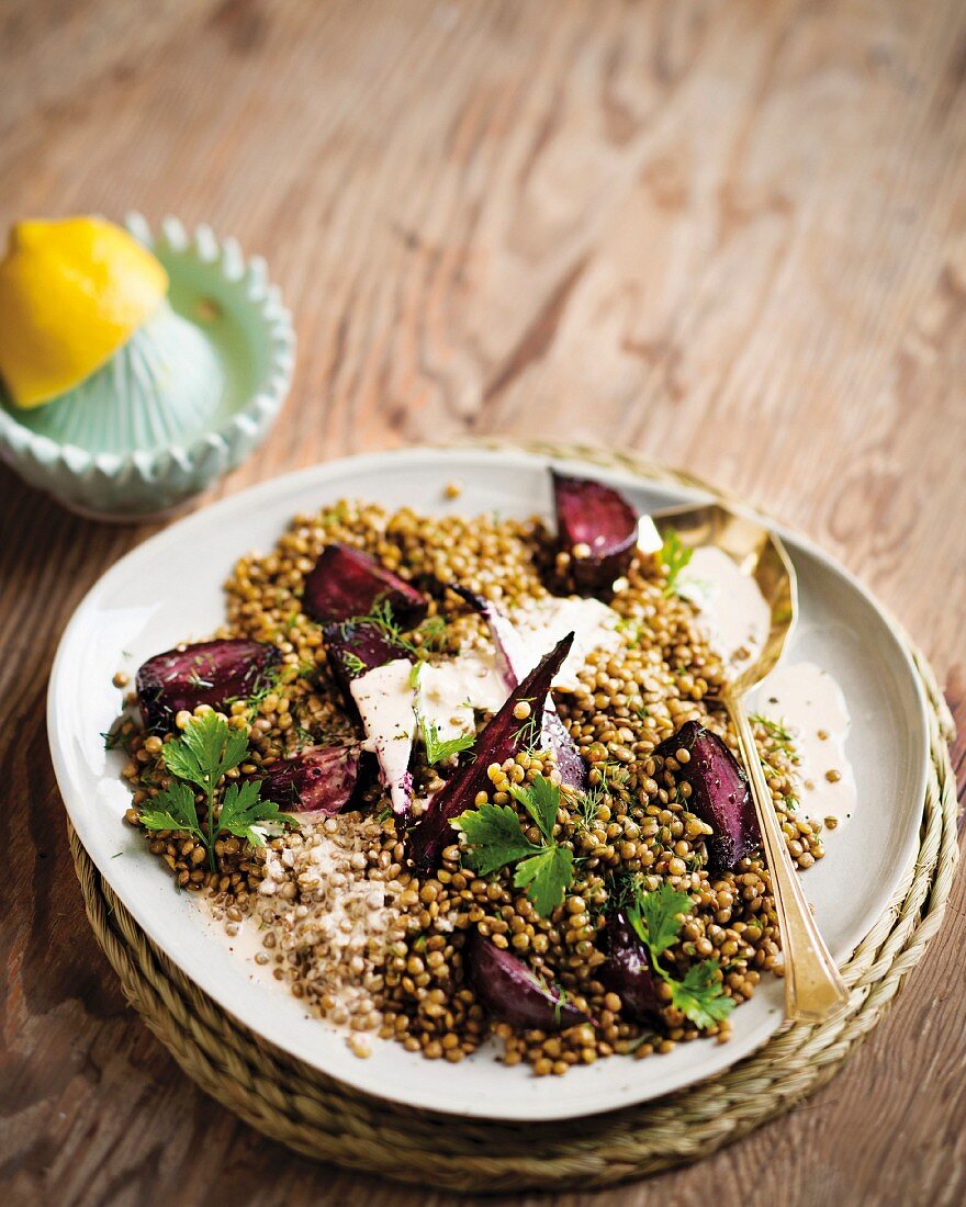 Lentils and beetroot salad