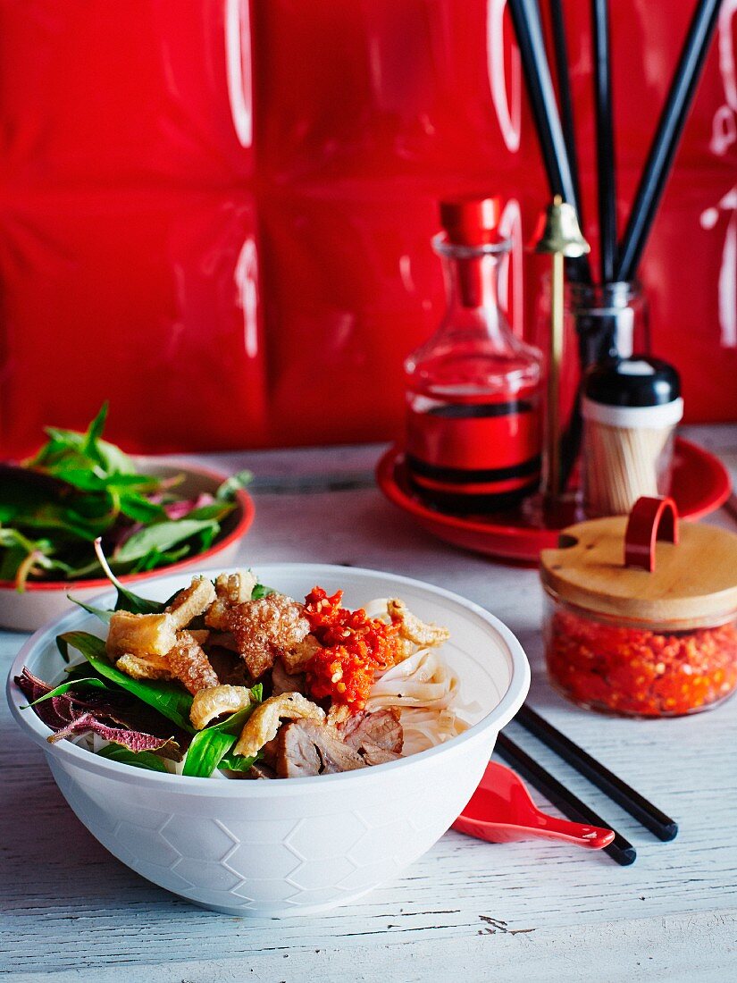 A Vietnamese dish with a chilli and garlic sauce