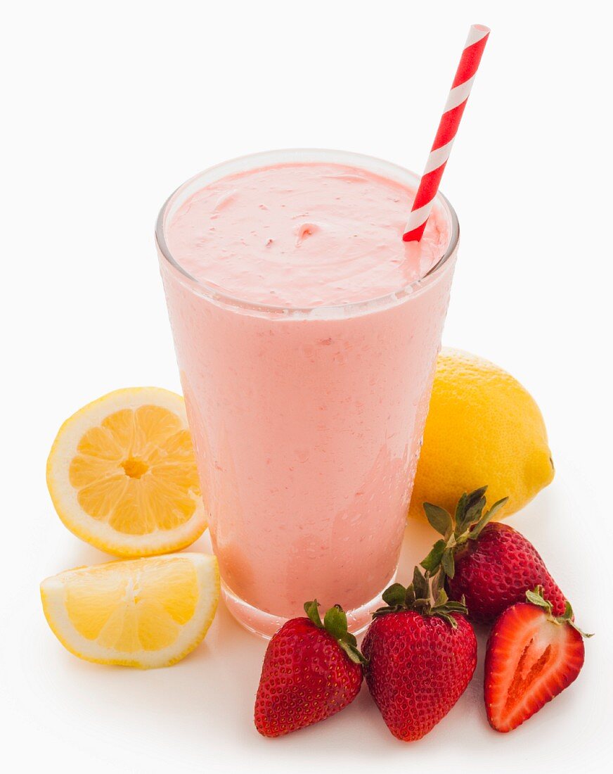 A lemon and strawberry smoothie