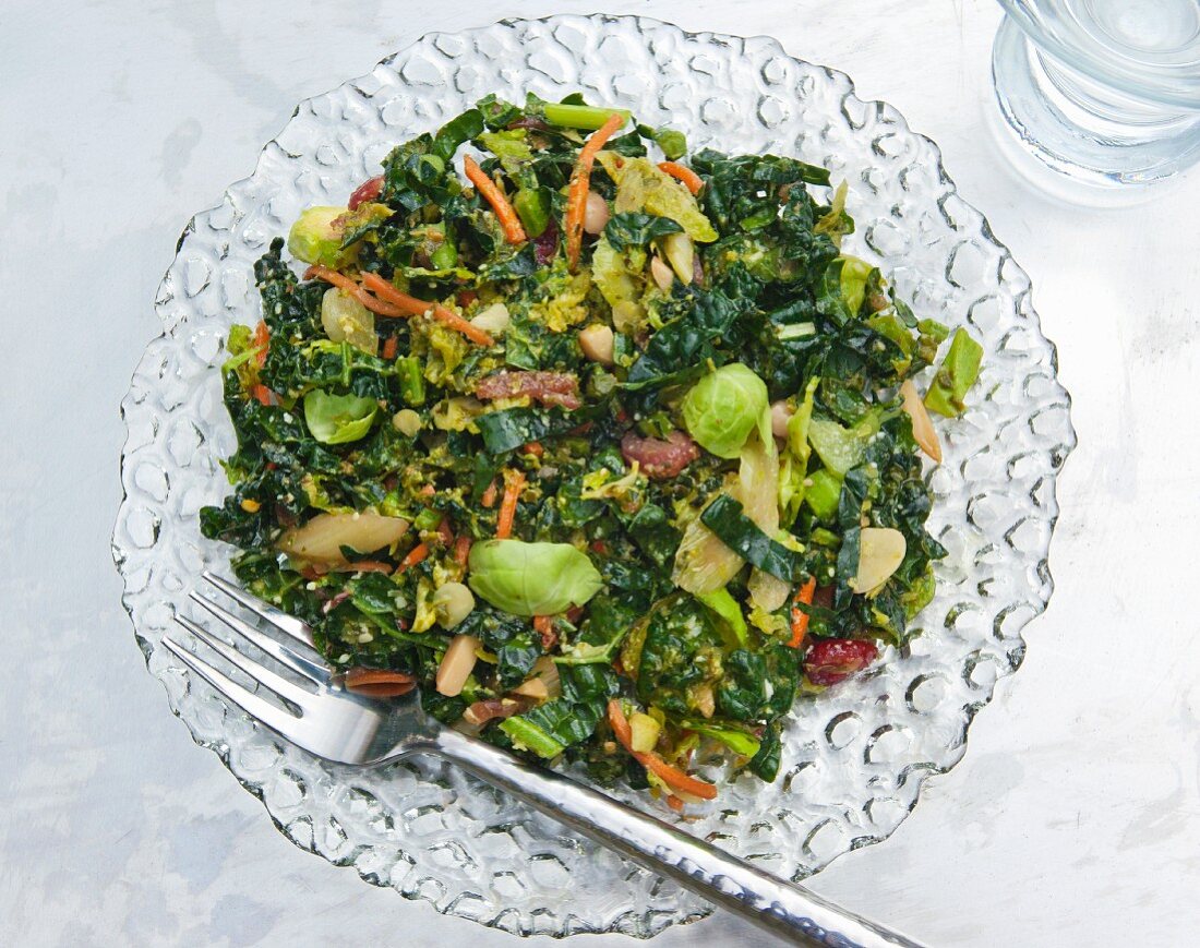Kale and Brussels sprout salad