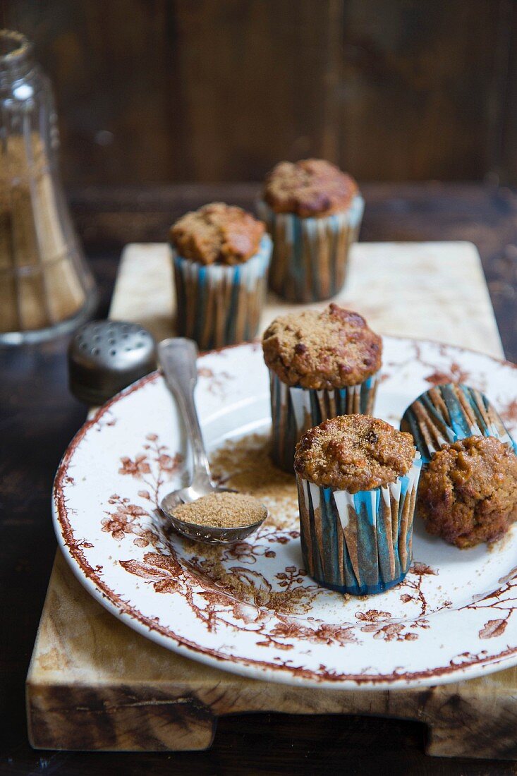 Carrot muffins with cinnamon and muscovado sugar