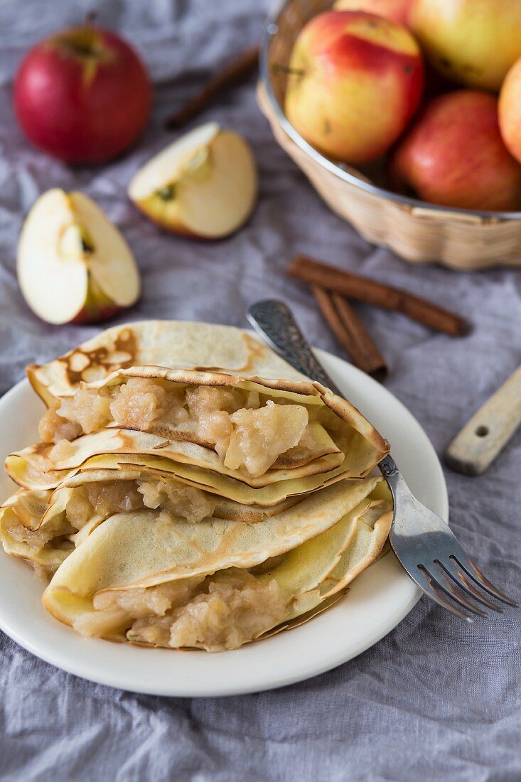 Crepes with homemade apple jam