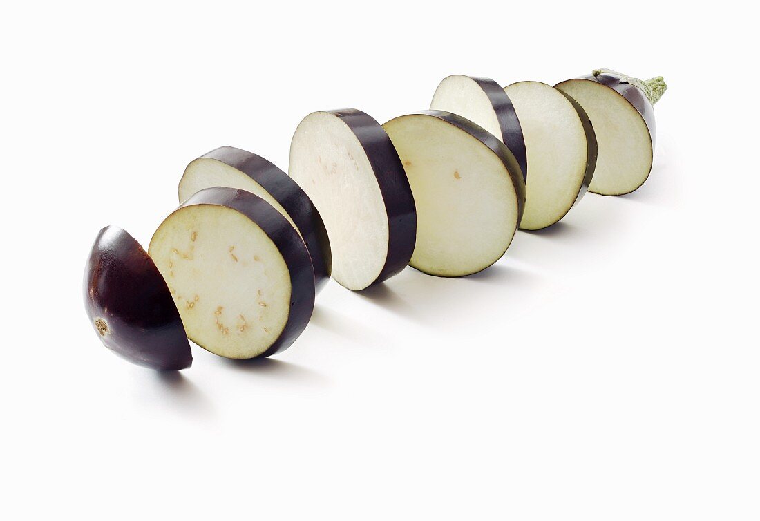 A Stack of Sliced Eggplant