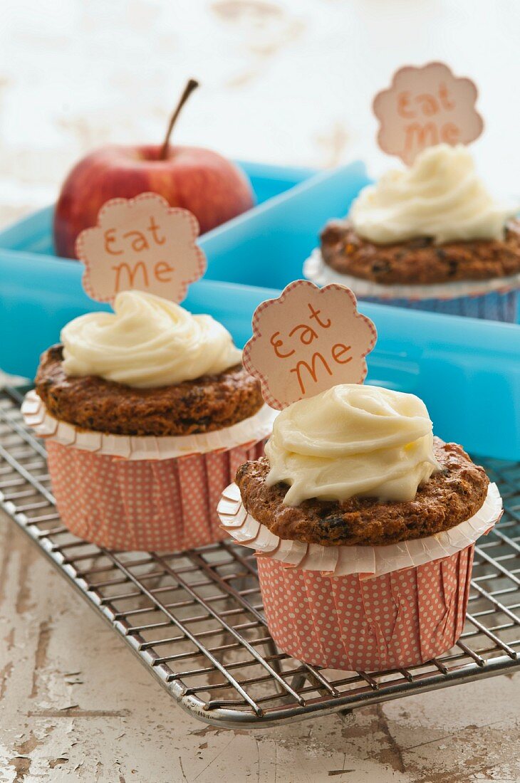 Dried fruit and malt cupcakes with buttercream