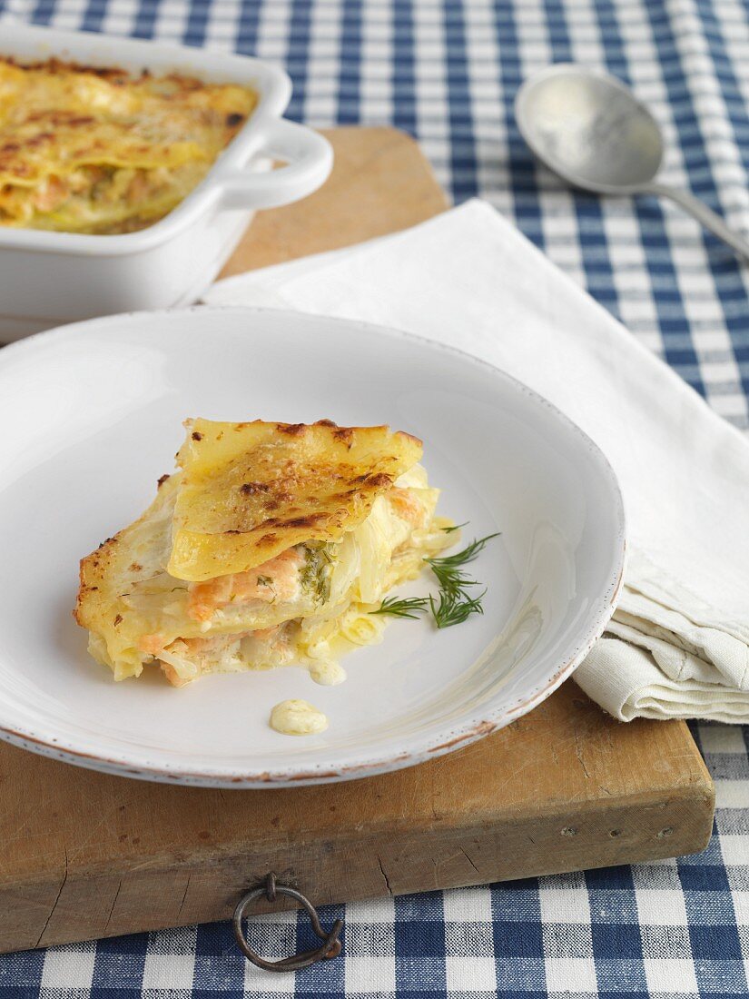 Lasagne mit Lachs und Fenchel