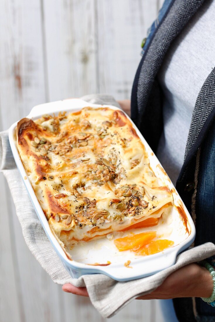 Lasagne mit Kürbis und Kürbiskernen