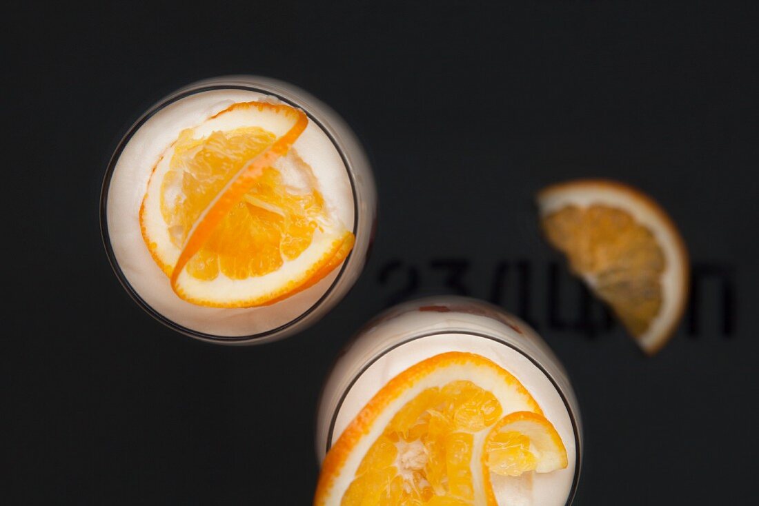 Orange desserts in glasses