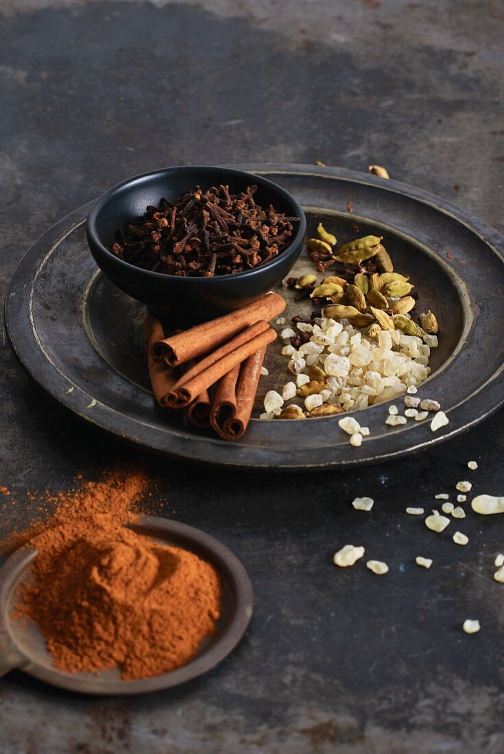 Various spices on a plate
