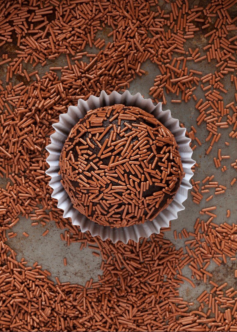 Chocolate nut truffles with chocolate sprinkles