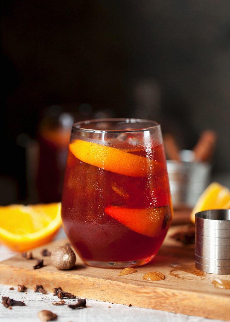 Negroni with roasted oranges and spices
