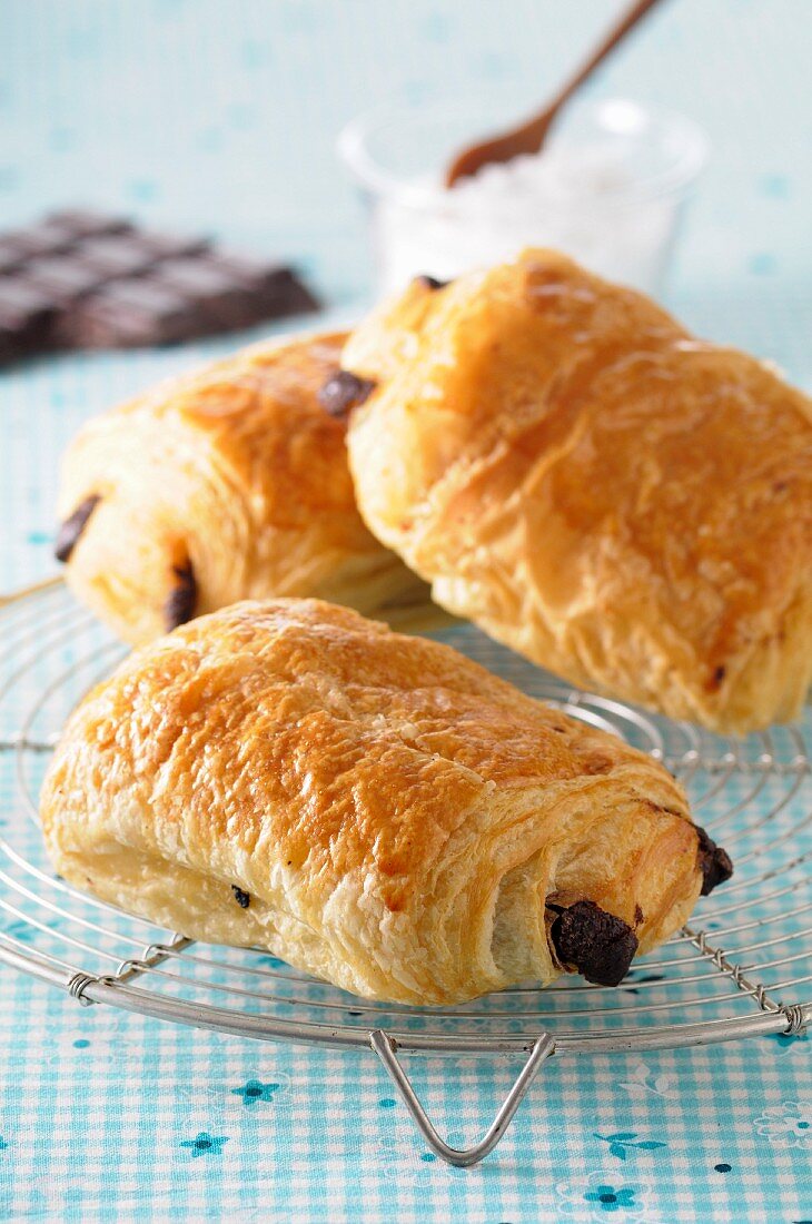 Pain au chocolat (chocolate croissants, France)