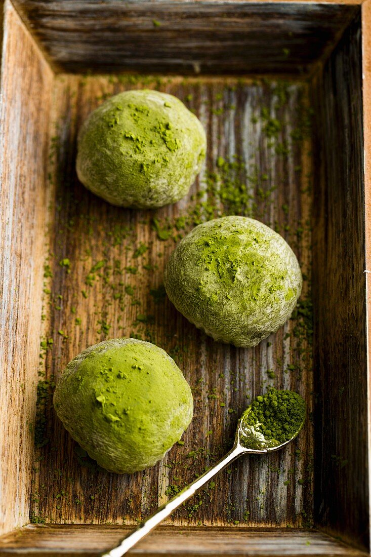Mochi balls with matcha (Japan)