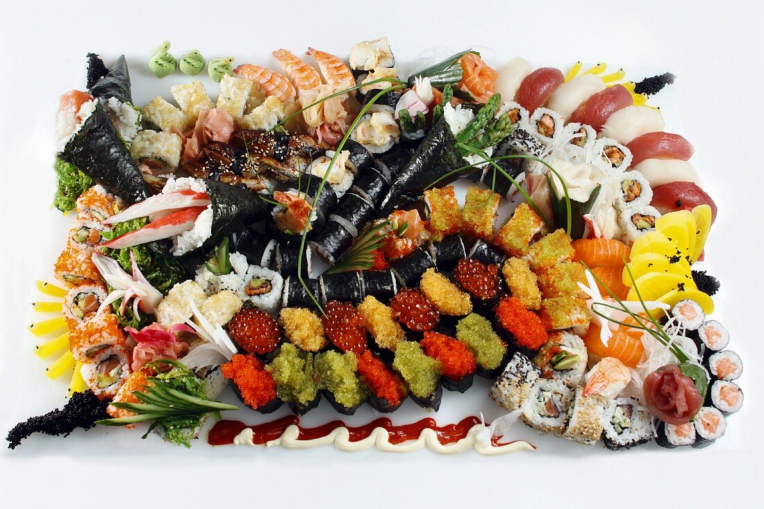 A lavish sushi platter