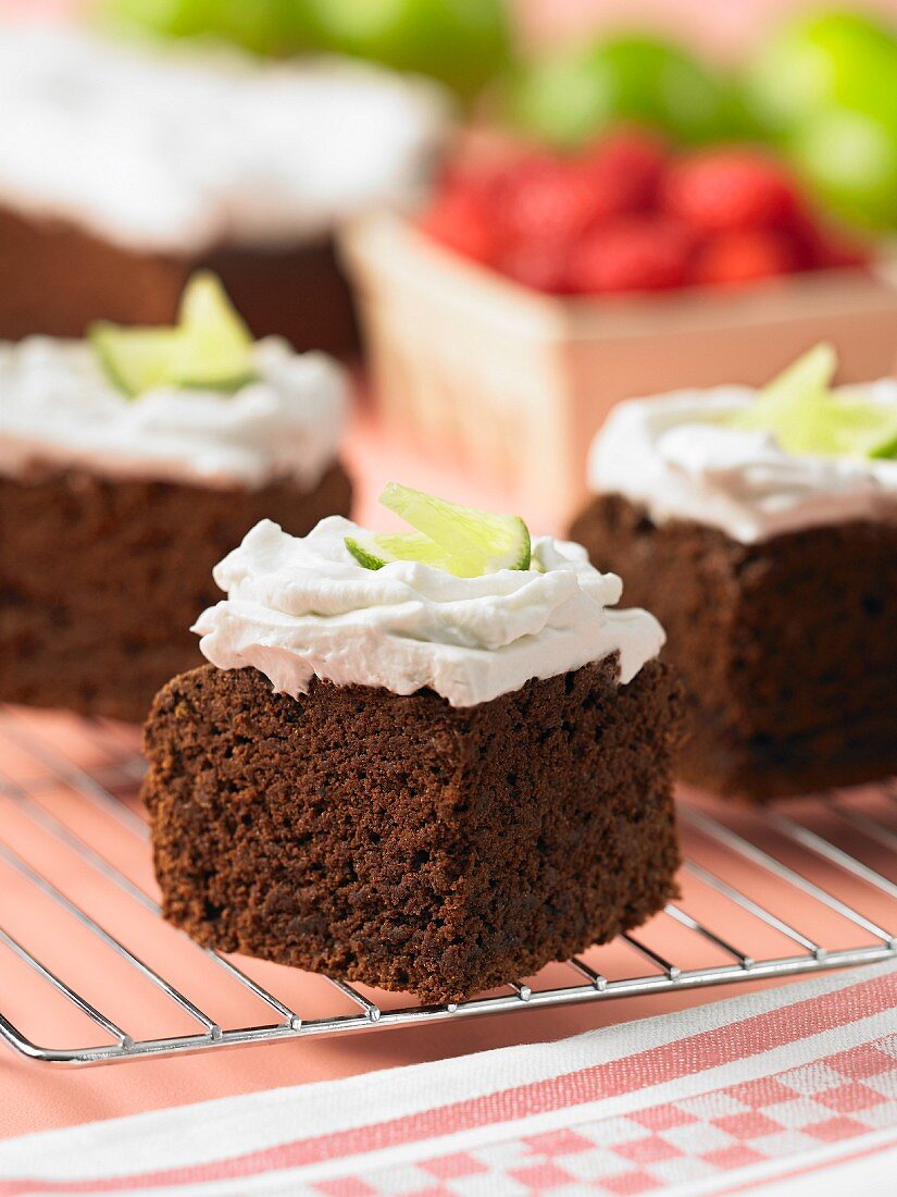 Chocolate lime cake with coconut cream