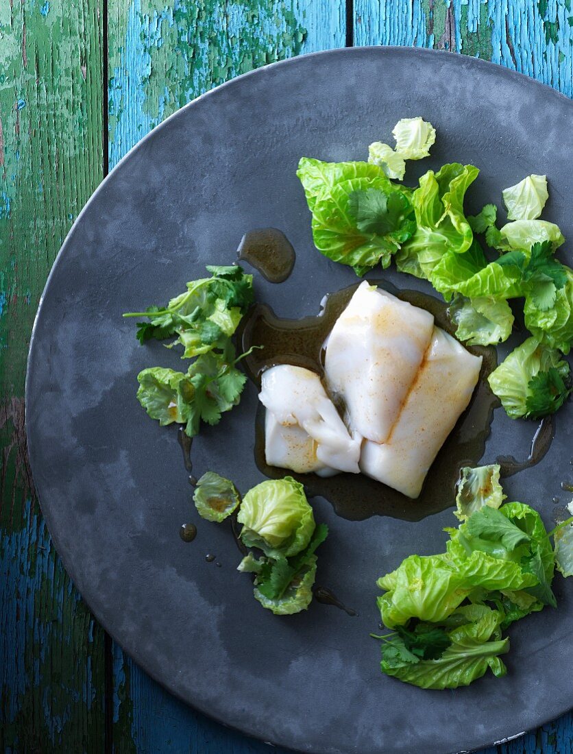 Brussels sprouts with brown butter and cod