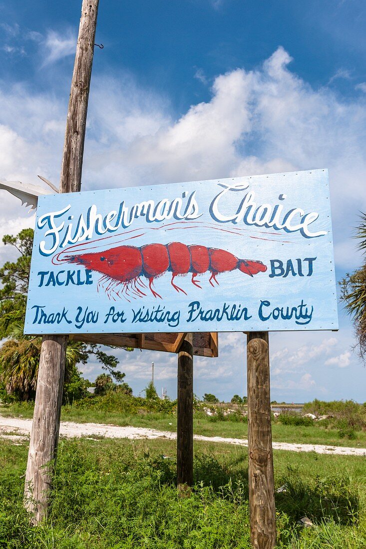 Anglers' tackle and bait shop sign, Florida Panhandle, USA