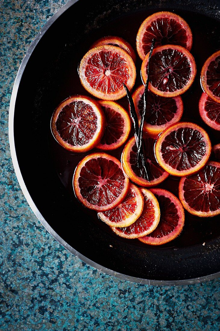 Caramelised blood orange slices