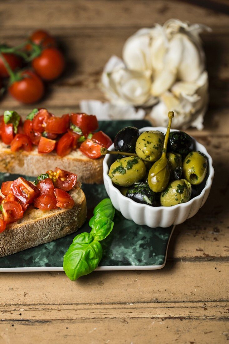 Bruschetta (grilled bread with garlic, tomatoes and basil, Italy)