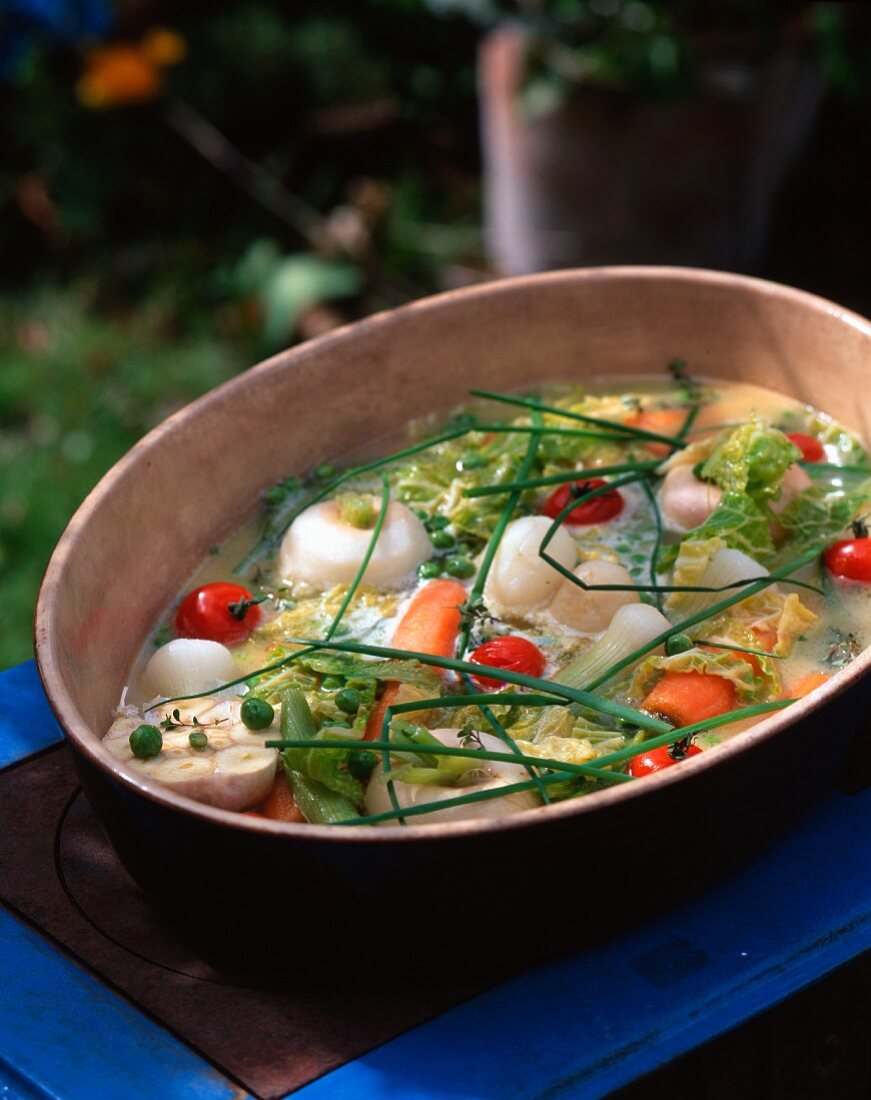 A vegetable platter with chives