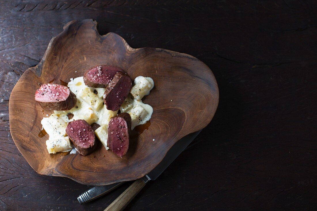 Saddle of venison with black truffles