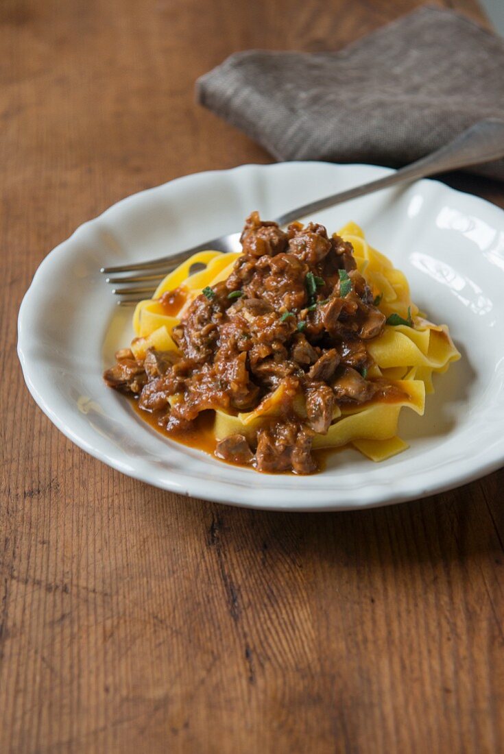 Fettucine with a meat ragout