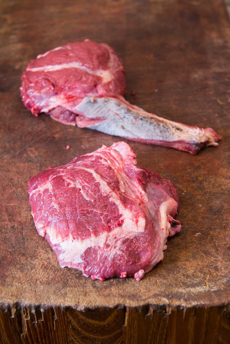 Beef cheese on a wooden board