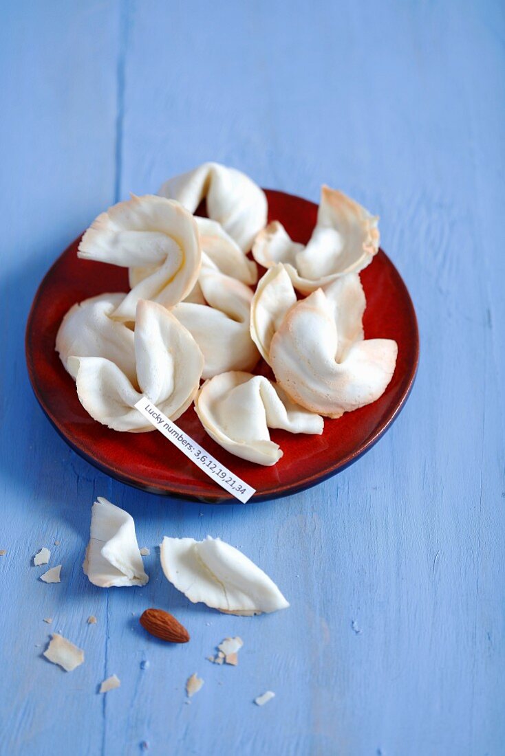 Homemade fortune cookies with almonds