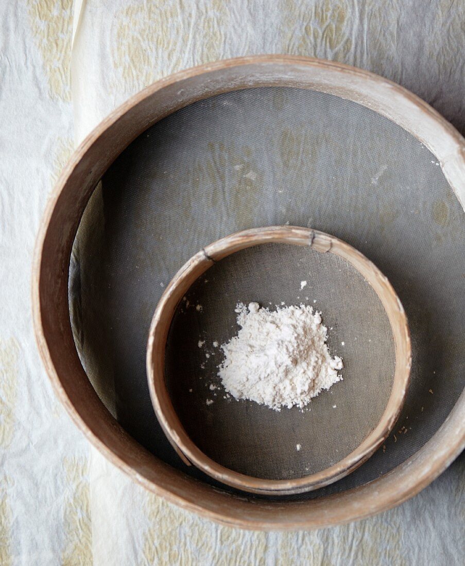 Flour in a flour sieve