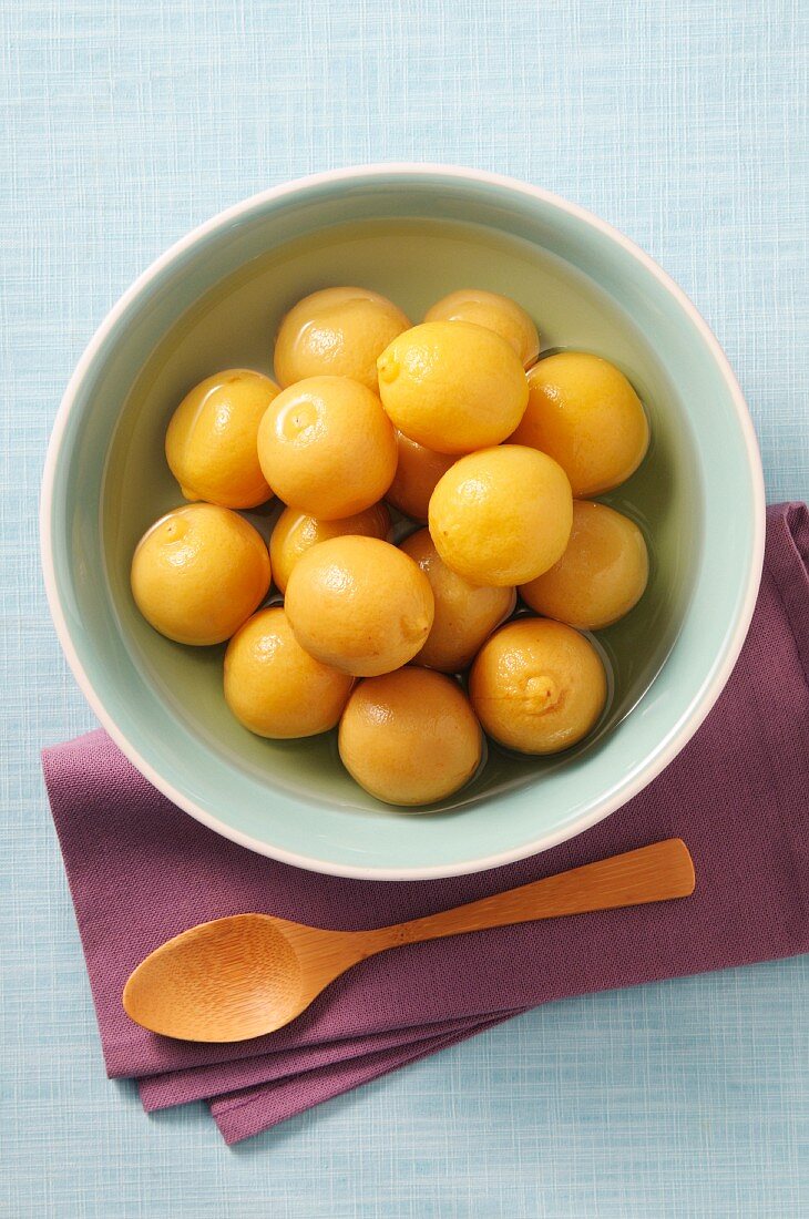 A bowl of preserved lemons