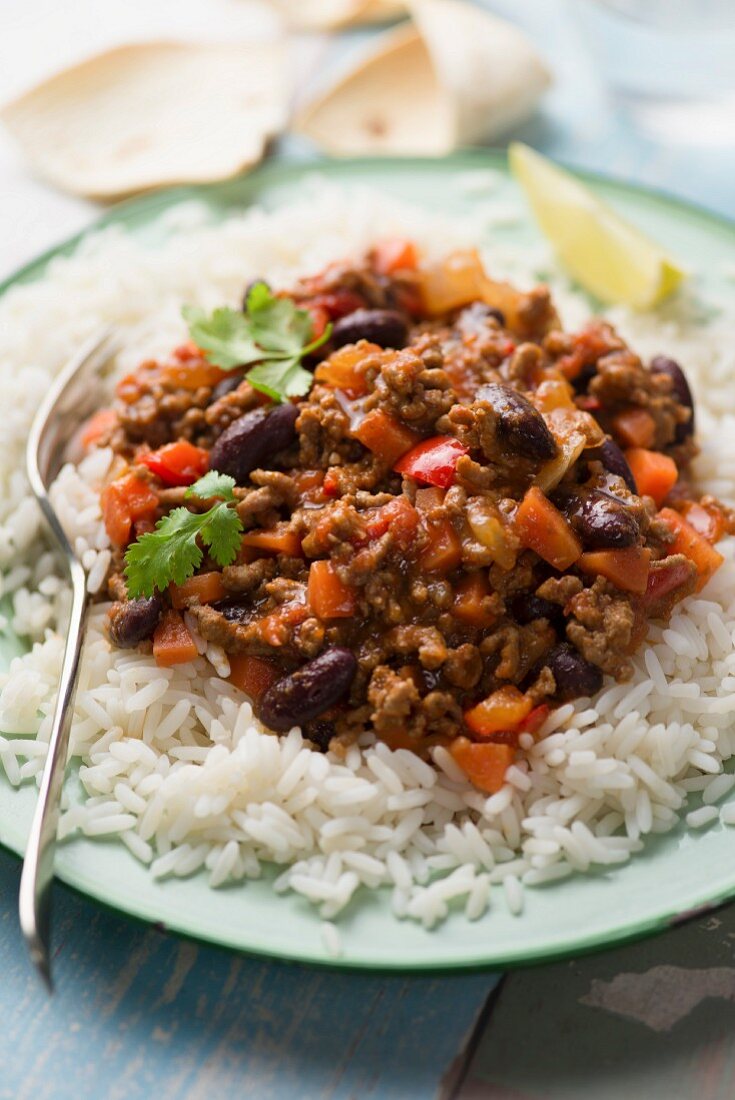 Chilli con carne with rice